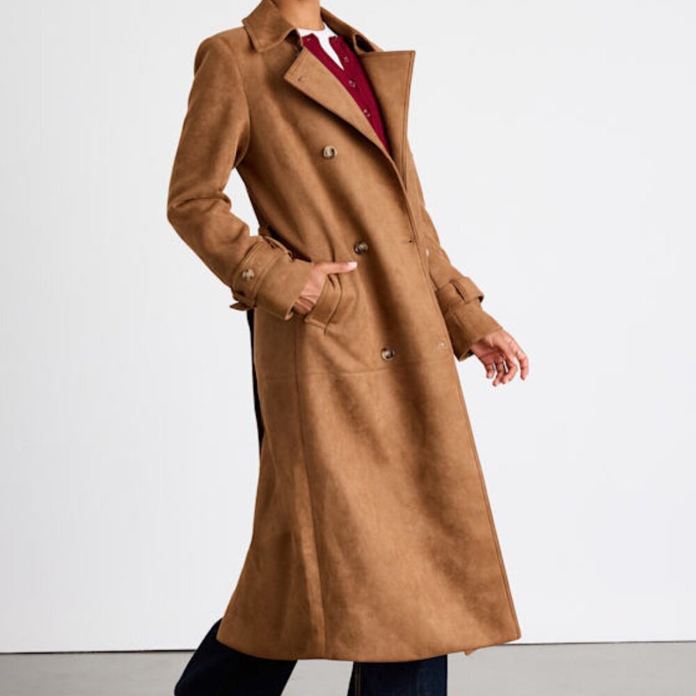 Lulus Talissa Light Brown Suede Double-breasted Trench Coat - Size XL